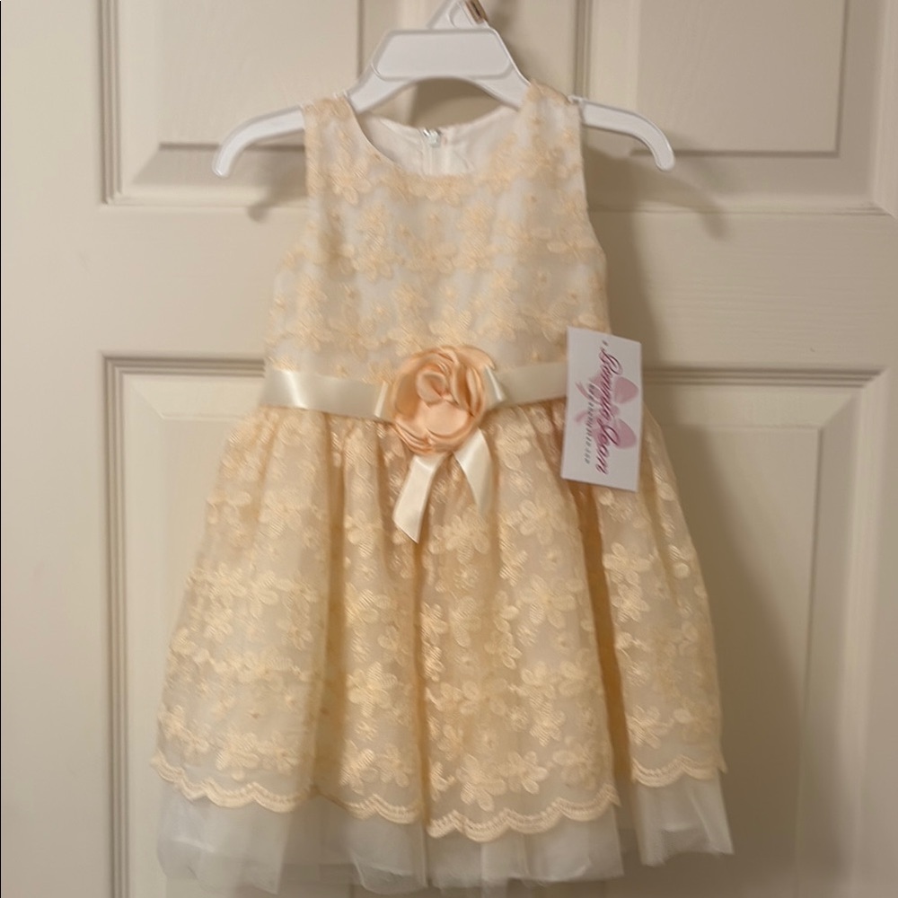 Elegant Cream Floral Kids Dress